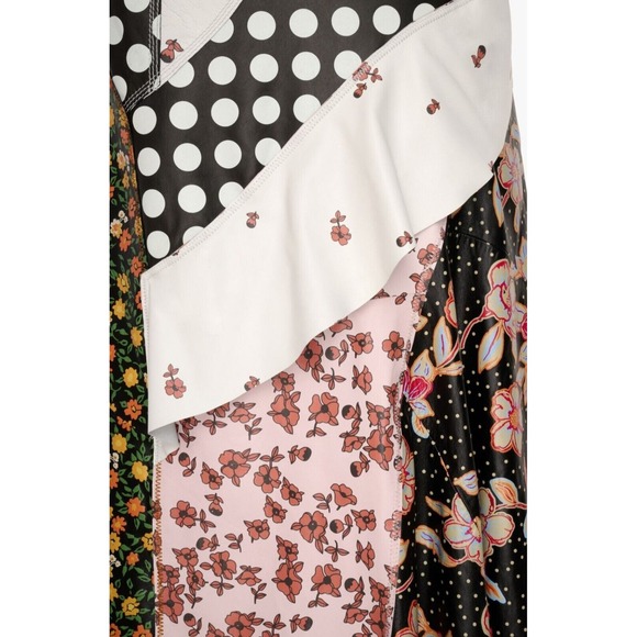 ZARA:s Unique Patchwork Maxi Skirt Boho Festival Floral Polka Dot Print Flowy - Picture 10 of 15